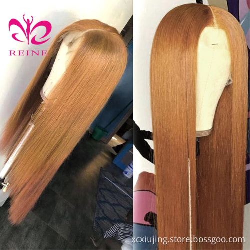 Reine  Brazilian Straight Human Hair Wig Pre-Plucked #30 Blonde 180 Density Lace Front Human Hair Wigs 13X4 Frontal Wig Remy